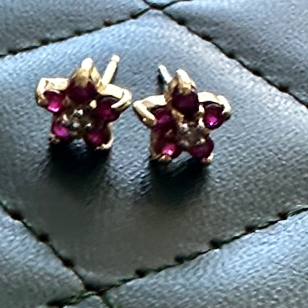 10k Ruby Earrings - image 1